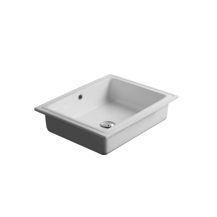 WS Bath Collections City 17.1'' White Ceramic Rectangular Bathroom Sink with Overflow