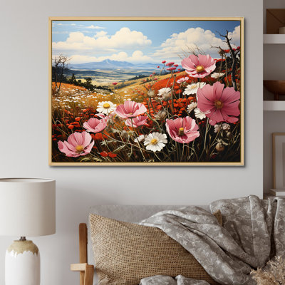 «Pink Crimson Flower Meadow Field X», reproduction sur toile