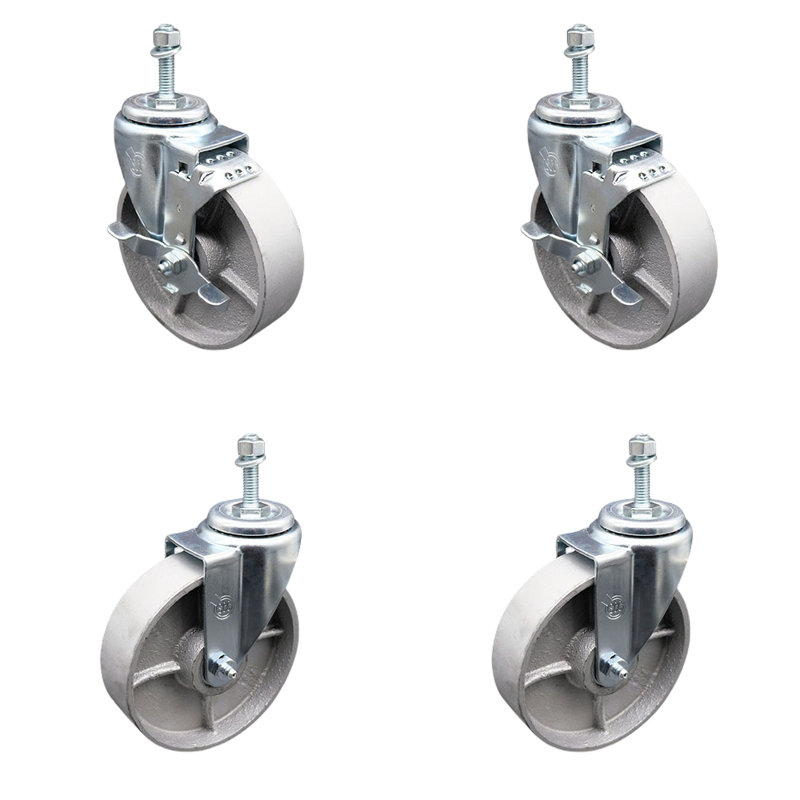 Steel 10MM Threaded Stem Caster Set 2 Brakes SCC