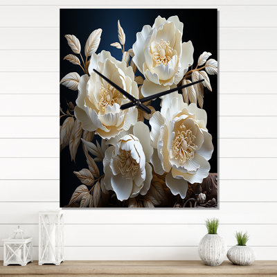 Babafemi - Horloge murale moderne pivoines