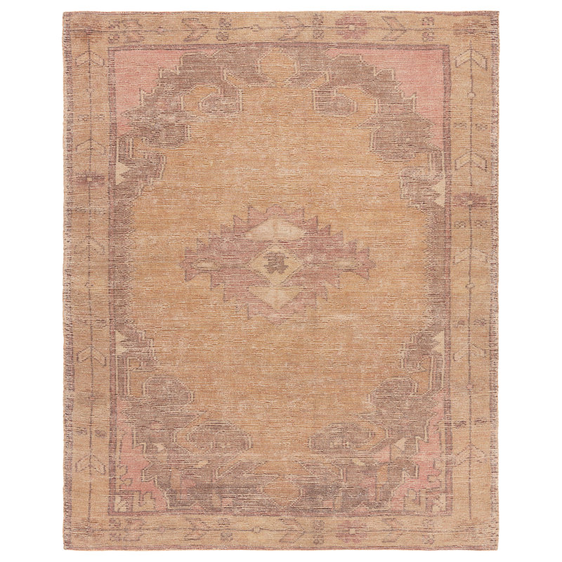 Tapis oriental brun clair en mélange de jute tissé à la main Gwin, Rectangle 6 pi x 9 pi