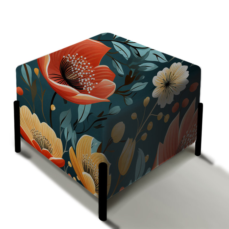 Mod Botanical Allure - Repose-pieds carré Mid-Century