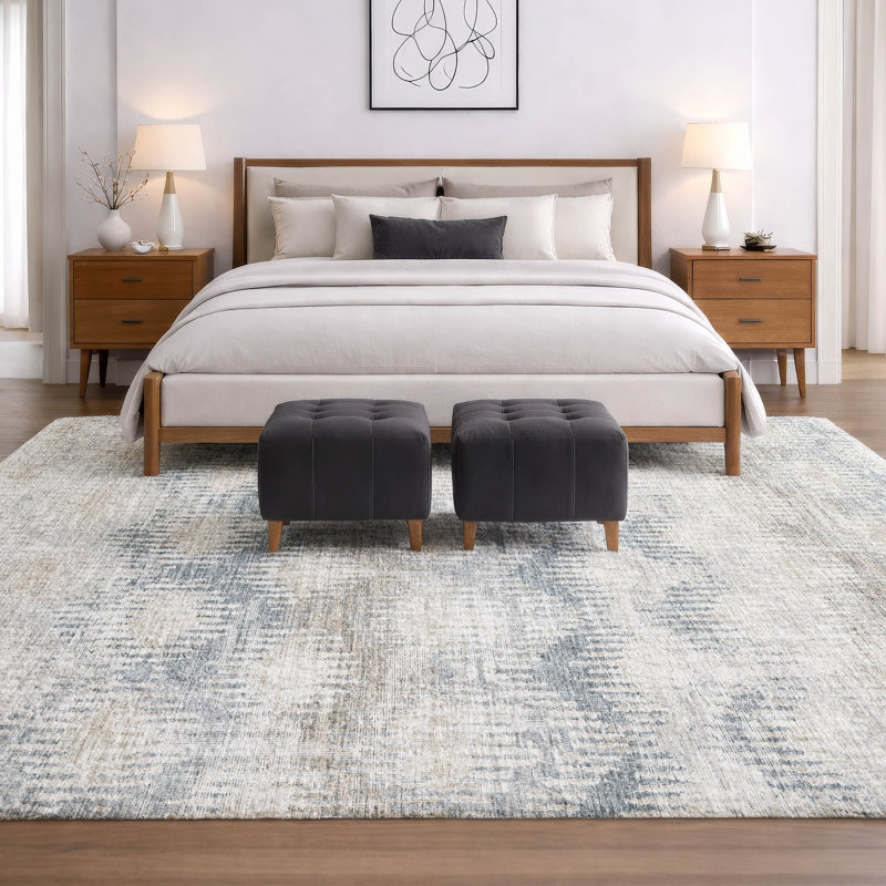 Premium Machine Washable Dream Shag ADS80 Abstract Chevron Rug, 8' x 10', Linen