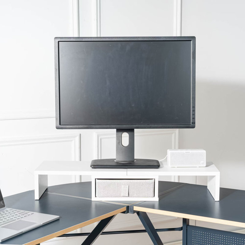 Barlas Manufactured Wood Monitor Stand, White