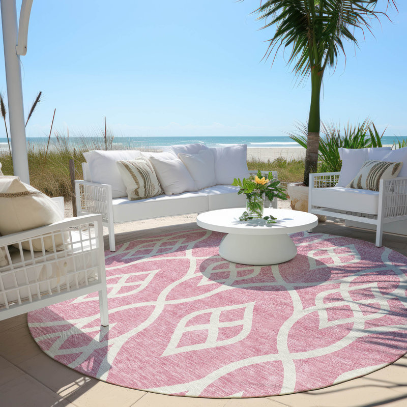 Malek Indoor/Outdoor Area Rug with Non-Slip Backing, Round 8'
