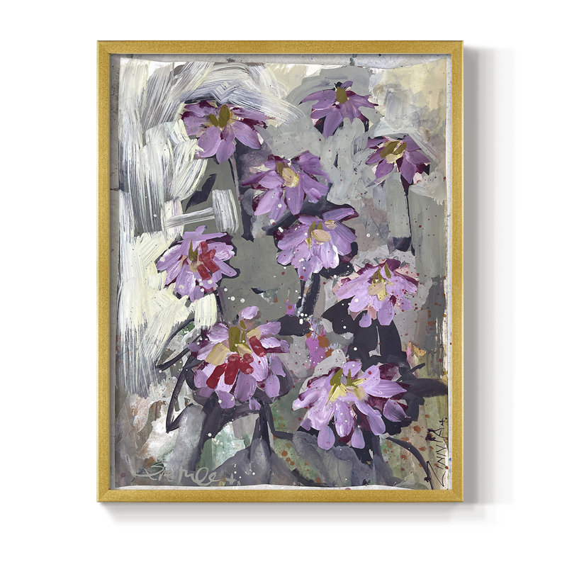 Impression encadrée Zinnia II - bois massif, Or, H 28 po x l 22 po