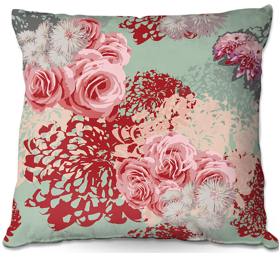 Mint/Blush Throw Pillow DiaNoche Designs 