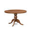 L'ensemble de salle à manger 7 pièces contient une table de salle à manger de style Mid-Century et 6 chaises en tissu de polyester gris clair avec dossier capitonné, noyer antique-1417105310