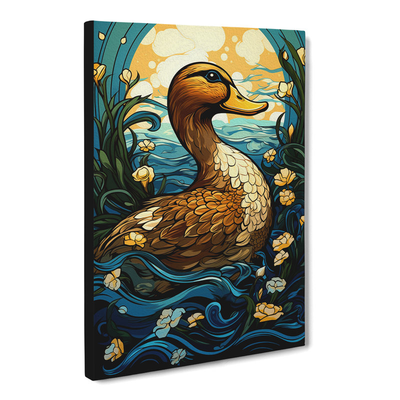 Duck Art Nouveau Art - Wrapped Canvas, 50cm H x 35cm W x 3cm D