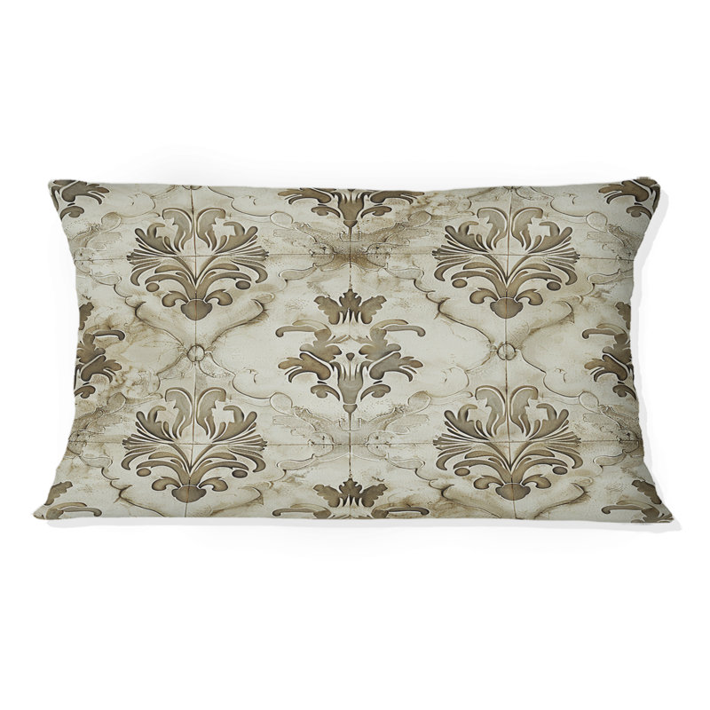 Beige Country Floral Chic IV - Coussin floral, H 12 po x l 20 po, Forme rectangulaire