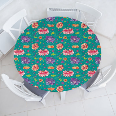 East Urban Home Floral Fitted Round TableclotMulticolor 81731