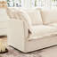 Élégant 3 avec 3 repose-pieds, chenille crème, idéal pour le salon Home Cinéma confortable en chenille, assise