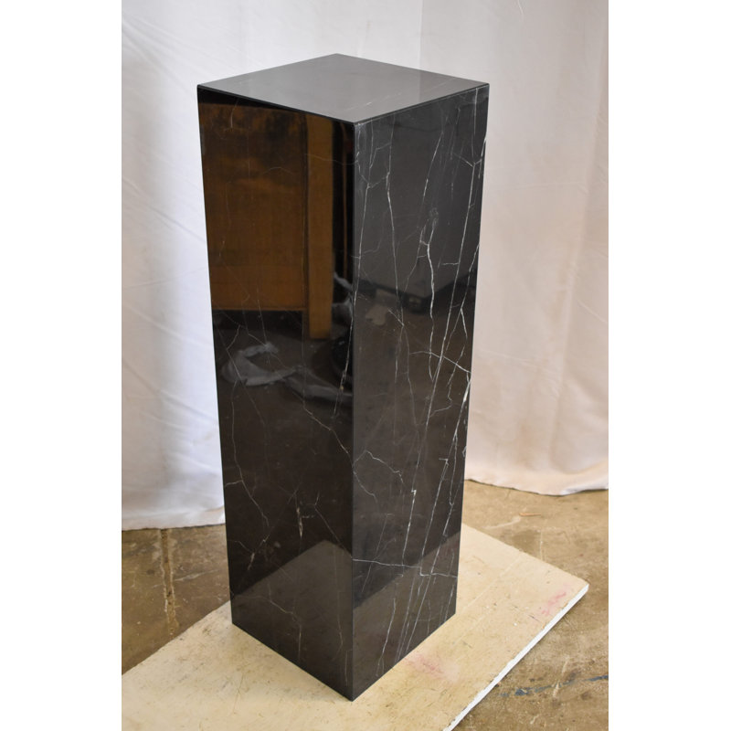Piédestal pour œuvre d'art, pierre de marbre moderne 12 po x 12 po x H 39 po, Noir / marbre blanc
