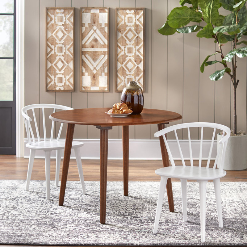 Ensemble de salle à manger Mehmud, Blanc, 3 Pieces: Table, 2 Chairs, Walnut