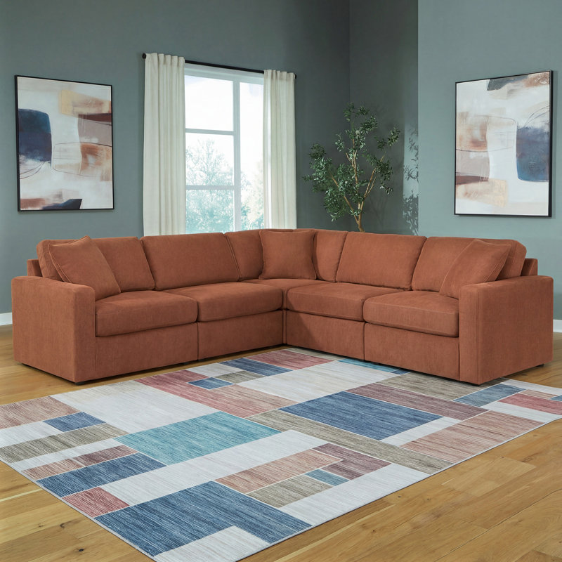 Braintree 5-Piece Sectional, Brown Polyester