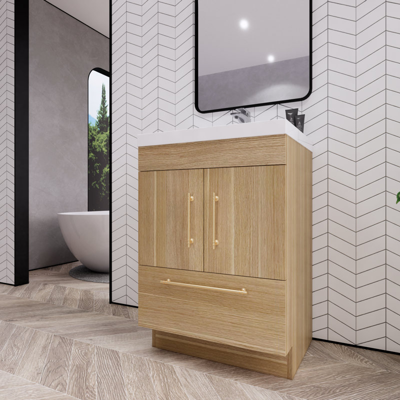 Spring 24" Single Bathroom Vanity, Champagne Oak
