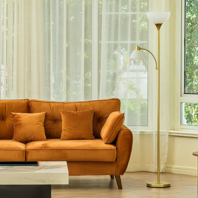 VONLUCE 71" Modern Floor Lamp With Adjustable Reading Lights - 3 Color Temperatures, 2 Rotary Switch Bulbs, Gold
