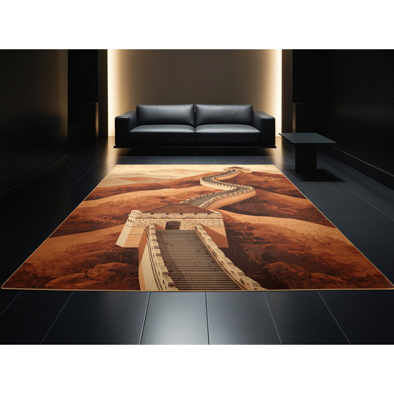 Tapis traditionnel lavable à la machine Bergland - brun clair - Reliure brun clair, 2 x 5
