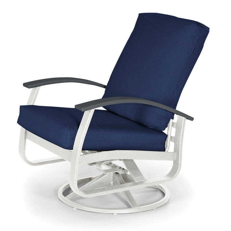 Belle Isle Outdoor Swivel Lounge Chair, Canvas Navy Sunbrella® Canvas, Classic Graphite P30, Textured Snow