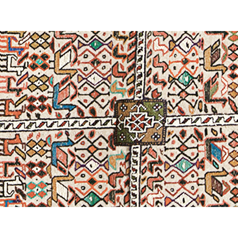 Tapis ivoire et multicolore de haute qualité noué à la main