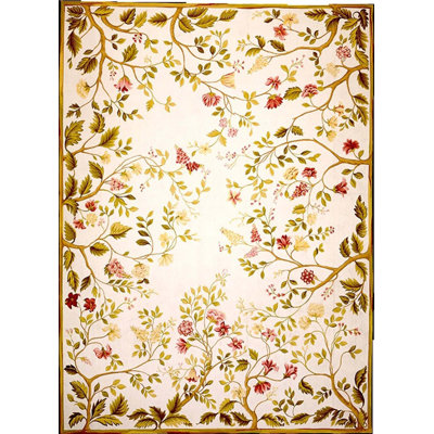Needlepoint Azm Wool Floral Area Rug