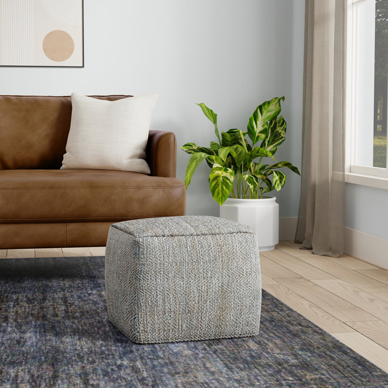 Pouf carré en coton 18 po Nate, Gris