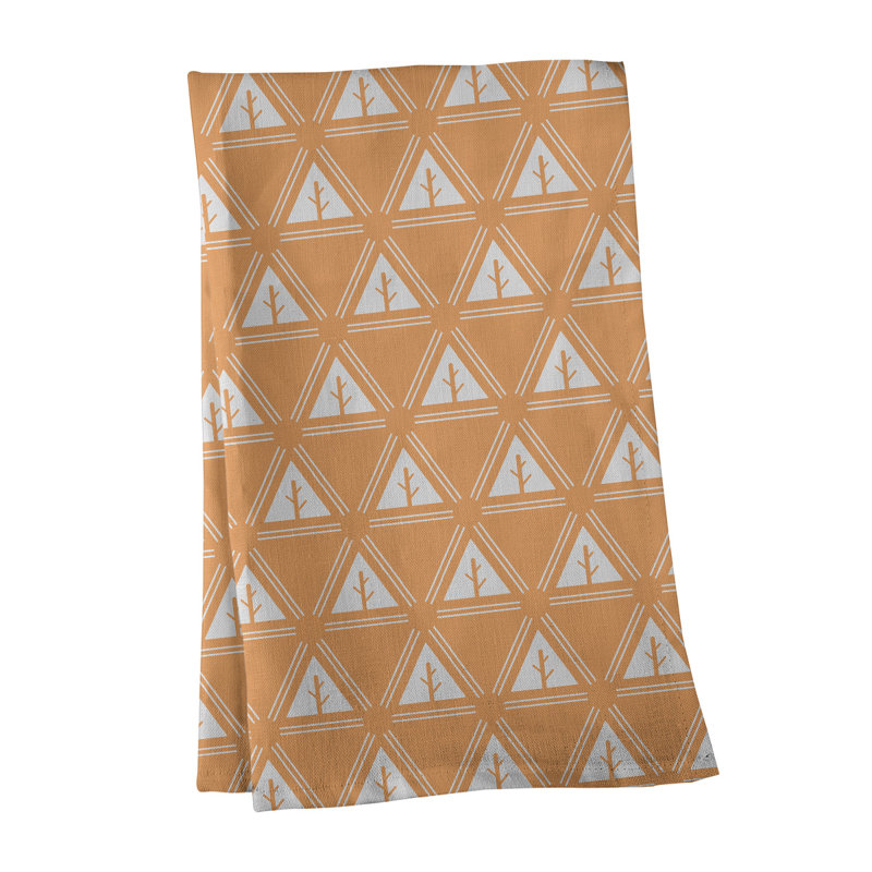 Serviette de thé minimaliste en sapin monochrome Theo Nath, Orange/Crème, Polyester sergé
