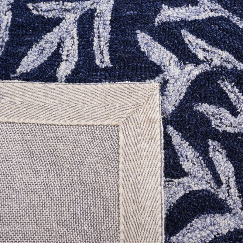 Tapis bleu marine / ivoire touffeté à la main Alduina, Rectangle de 5 pi x 8 pi