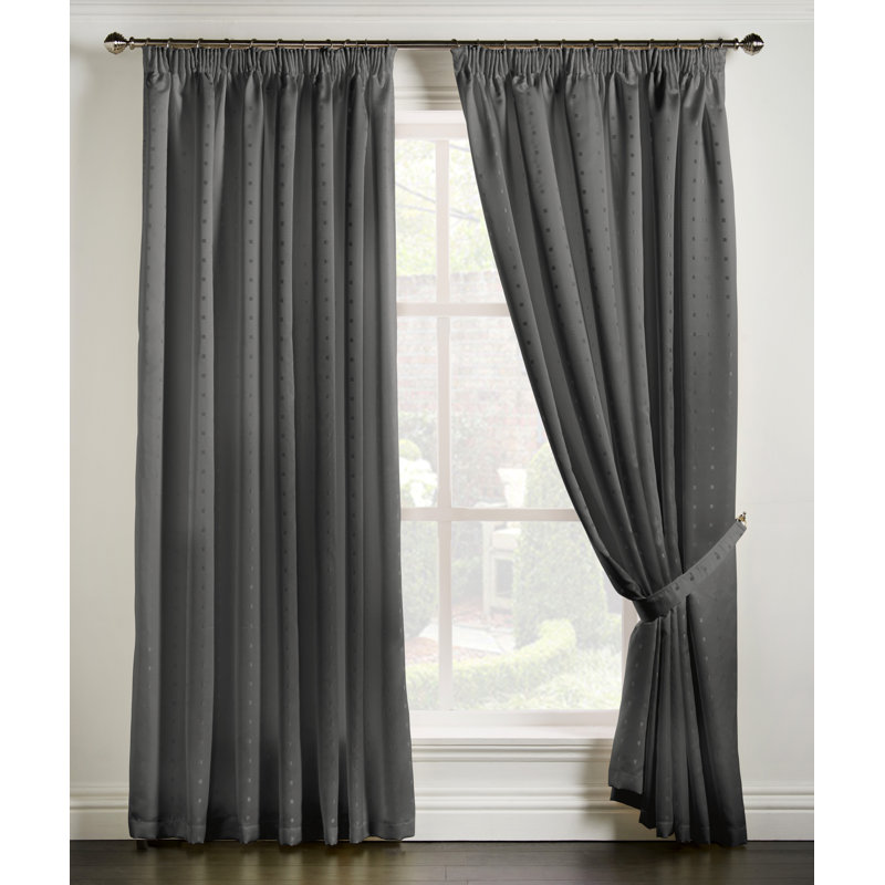 Norush Madison Pencil Pleat Curtains, Charcoal, 117cm Width x 229cm Drop