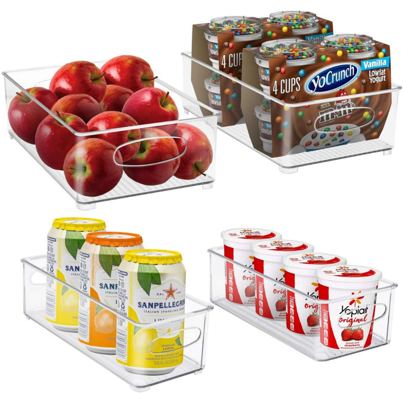 Sorbus Clear Stackable Kitchen and Fridge Storage Bins in 4 Variety Pack