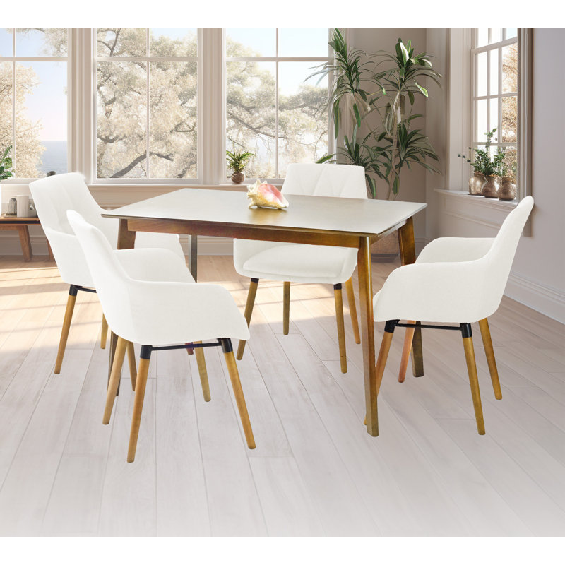 Ensemble de salle à manger rectangulaire L 43 po x l 27,5 po Carstens Castellano Riney, Crème, crème
