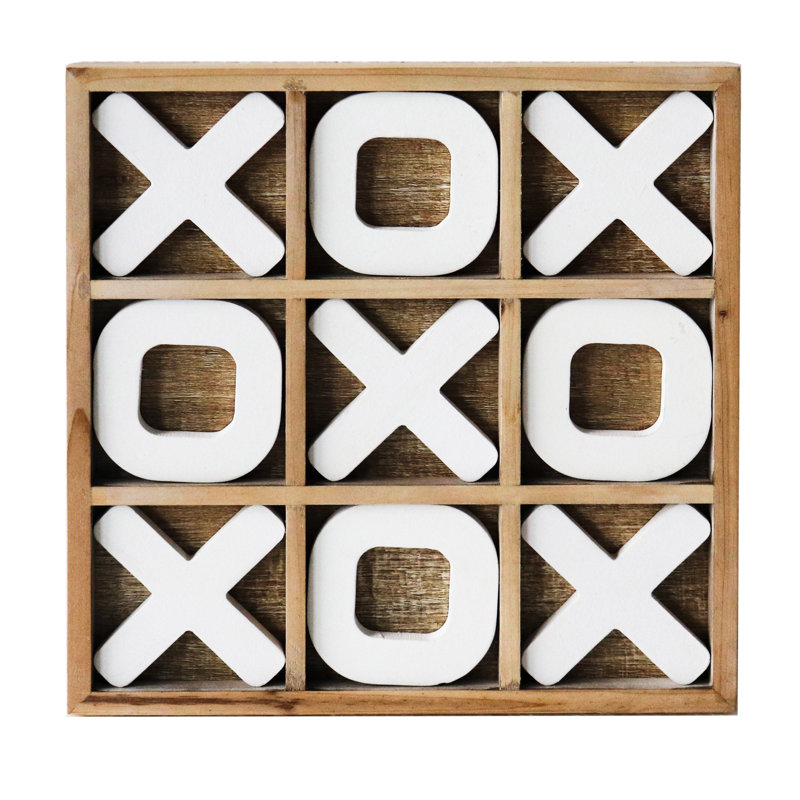 Décoration murale en bois tic tac toe blanc 10 po