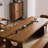 Tan Rectangular Solid Wood Butterfly Leaf  Dining Table-1755106425
