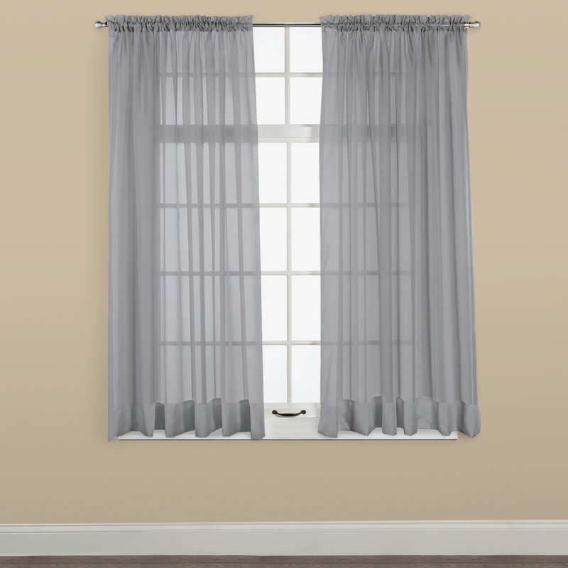 White Sheer Polyester Rod Pocket Window Curtain Panel 60" x 63"