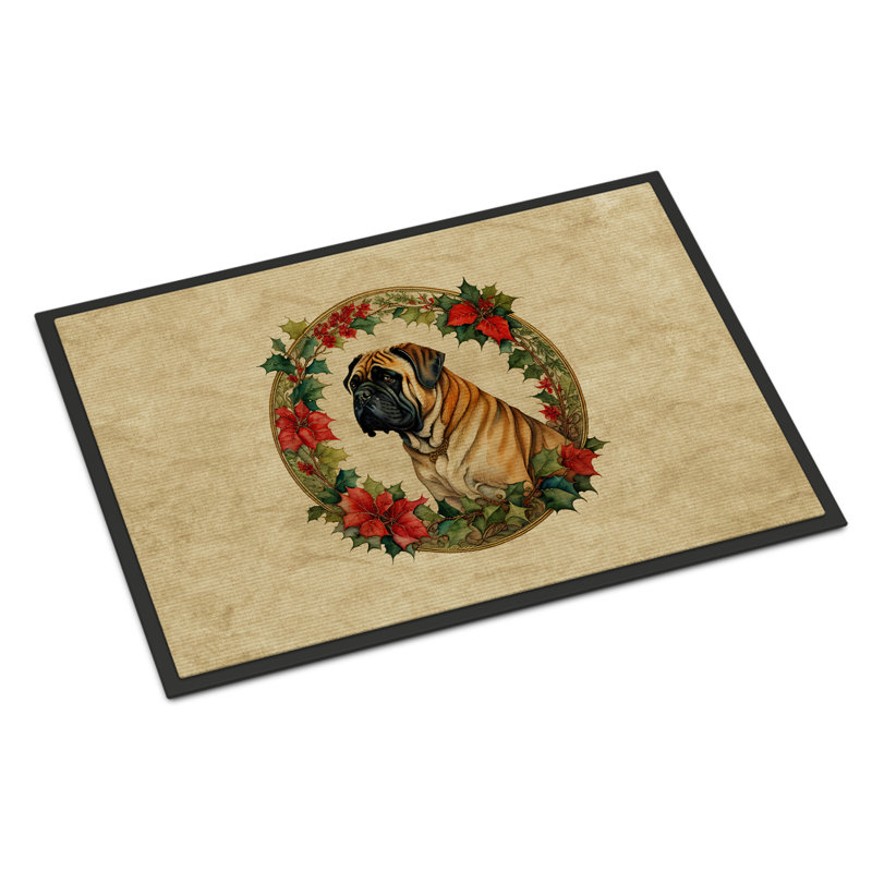 Paillasson Mastiff Christmas Flowers_2394, L 24 po x L 36 po