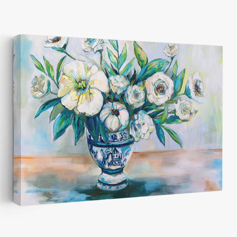 Art turquoise et finesse asiatique, H 16 po x l 24 po