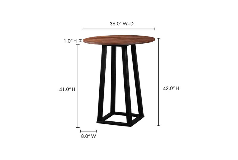 Tri-Mesa Round Walnut Wood Dining Table