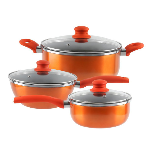 18 Piece 18/10 Belly Shaped Cookware Set w/ Encapsulated Base & Nonstick  coating