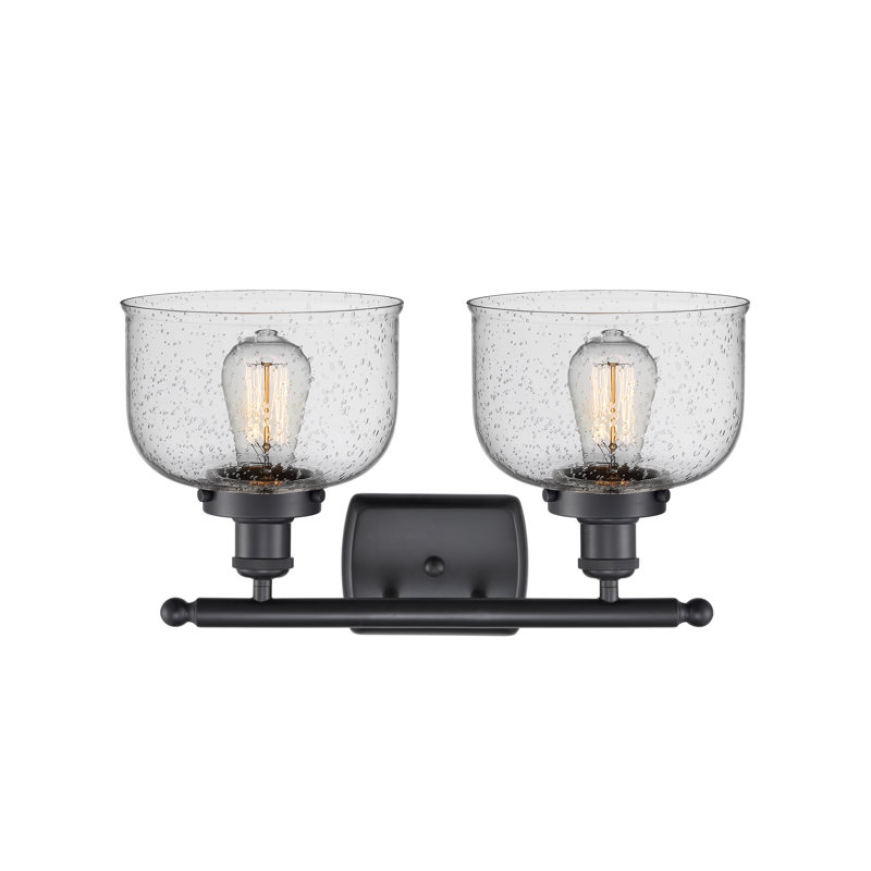 Éclairage pour meuble-lavabo de 8 po à 2 lumières Ballston Urban Bell, Noir mat, Incandescente , Grainé