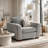 Gini Accent Chair with 3 Accent Pillows, Nailhead Trim, Gray Chenille