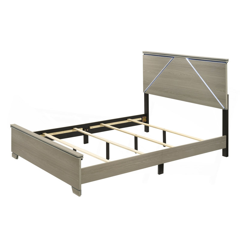 Gray Queen Bed W/LED