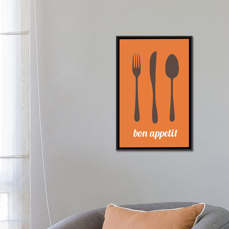 " Bon Appetit " by Unknown Artist, 26" H x 18" W x 1.5" D, Black Framed Canvas, No Mat
