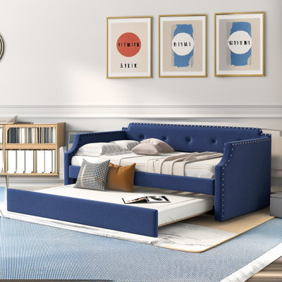 Upholstered Daybed with Trundle, Upholstered Frame Sofa Bed by Winston Porter
