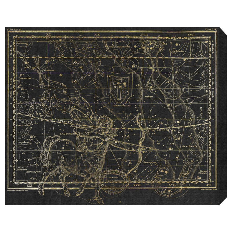 Sagittaire - Reproduction d'art graphique sur toile tendue, H 20 po x l 24 po