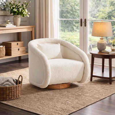 Ensemble de 2 fauteuils pivotants, fauteuil demi-tonneau pivotant à 360 degrés avec revêtement en peluche, fauteuil pivotant confortable en forme de citrouille pour le salon, la chambre à coucher ou le bureau