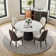 Modern 5/7Pie ceDining Room Sets, Pre-Assembly Round Dining Table Sets, Sintered Stone Tabletop Kitchen Dining Table Set With PU Upholstered Chairs
