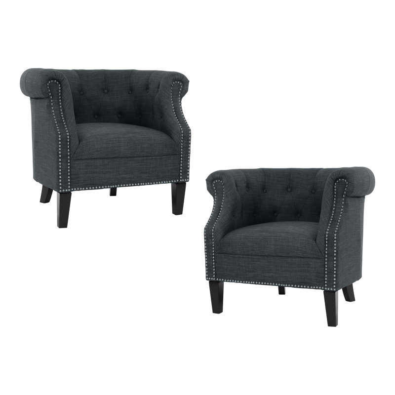 Fauteuil demi-tonneau en polyester de 30 po de largeur, Polyester gris