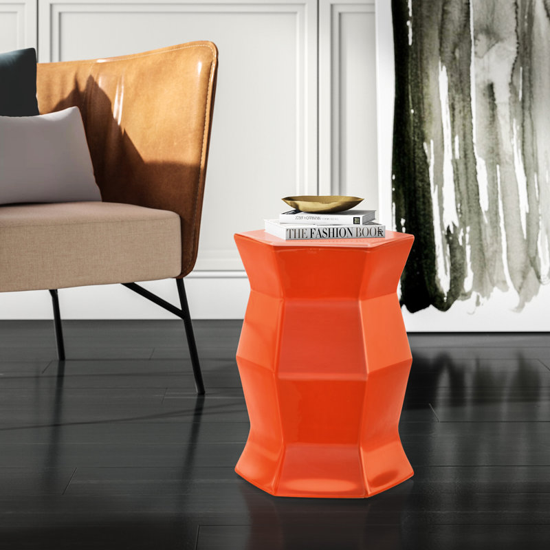 Tabouret de jardin en céramique Debrorah, Orange