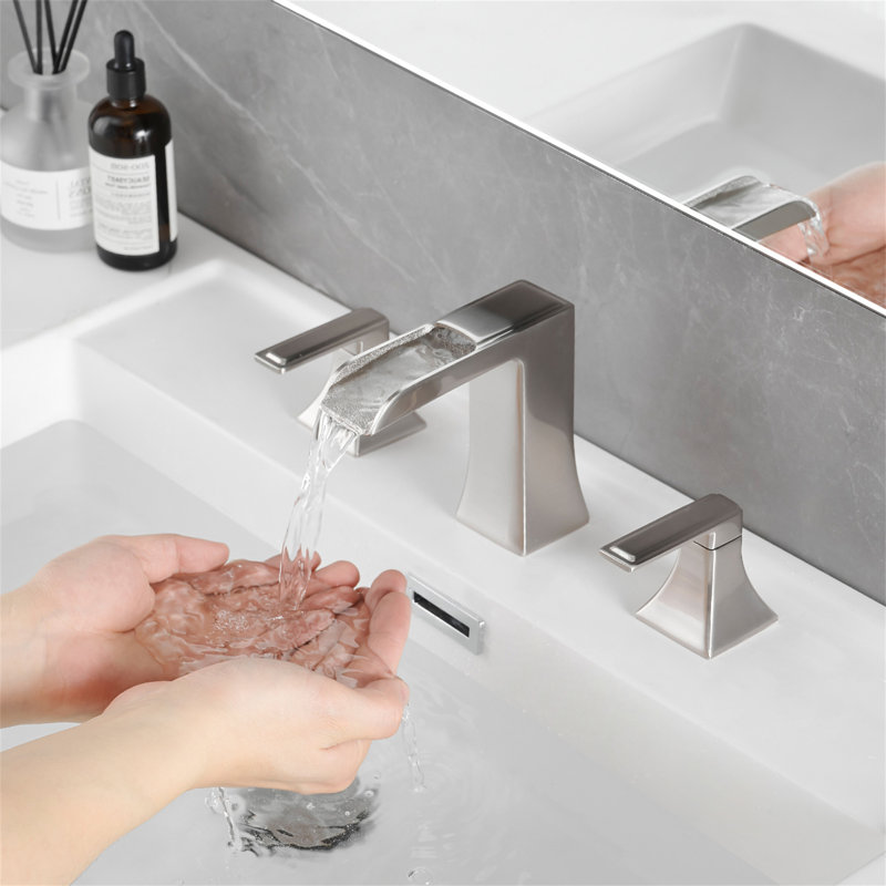 Bathroom Faucets For Sink 3 Hole ORB 8 Inch Widespread Bathroom Sink Faucet With Pop Up Drain Double Lever Handle Faucet Bathroom Vanity Faucet Basin Mixer Tap Faucet With Hose