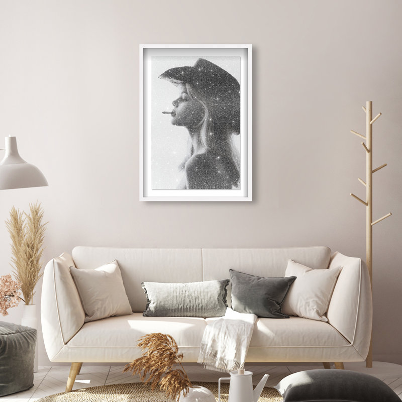 Desert Cowgirl Framed Graphic Art, 25.5"H x 17.5"W, White Shadowbox